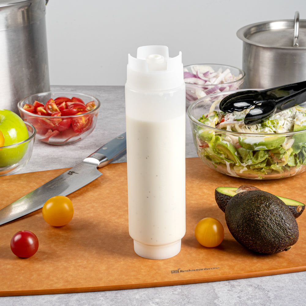 First In First Out 16 oz Clear Plastic Squeeze Bottle - Inverted, Refill & Dispensing Lid - 2 1/2" x 2 1/2" x 8 1/4" - 1 count box