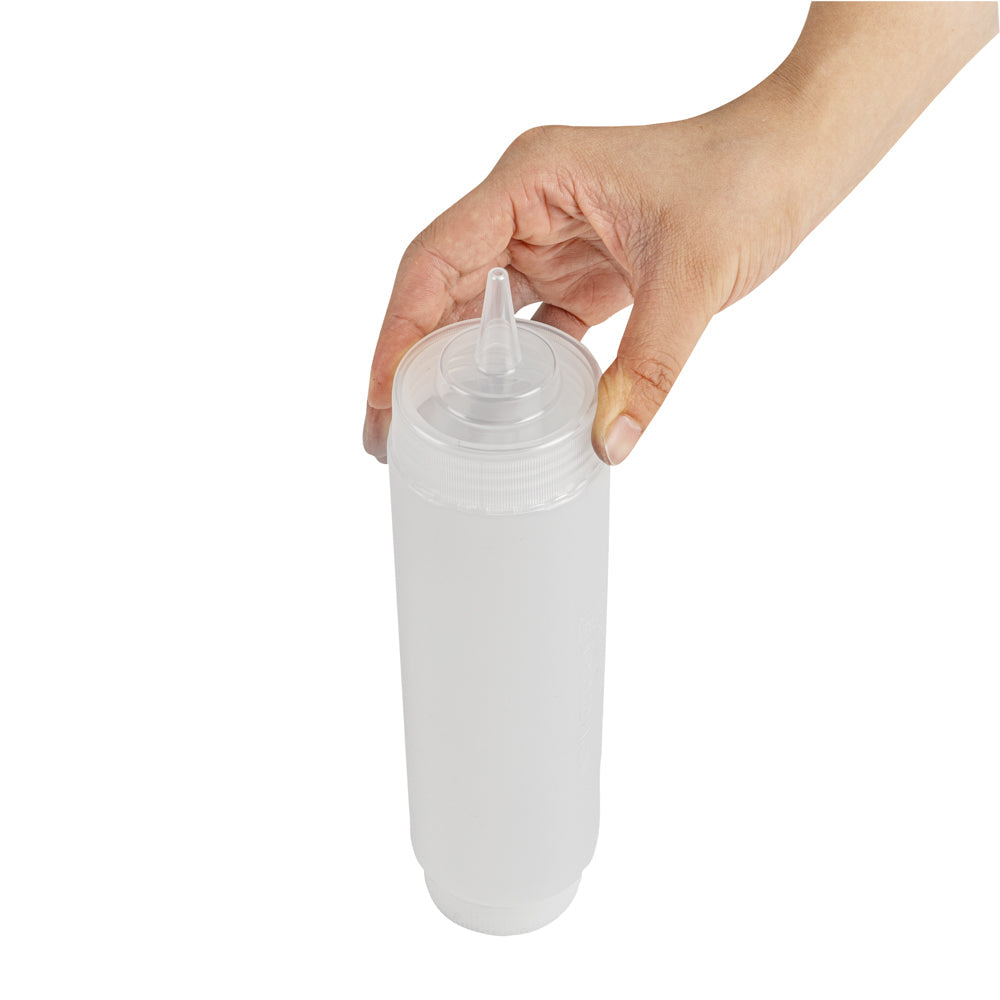 First In First Out 16 oz Clear Plastic Squeeze Bottle - Refill Lid, Precision Tip - 2 1/2" x 2 1/2" x 9 1/4" - 1 count box