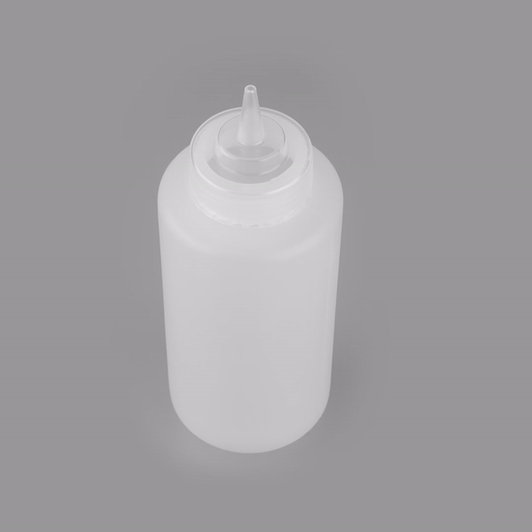 First In First Out 32 oz Clear Plastic Squeeze Bottle - Refill Lid, Precision Tip - 9 1/2" x 3 1/2" x 3 1/2" - 1 count box