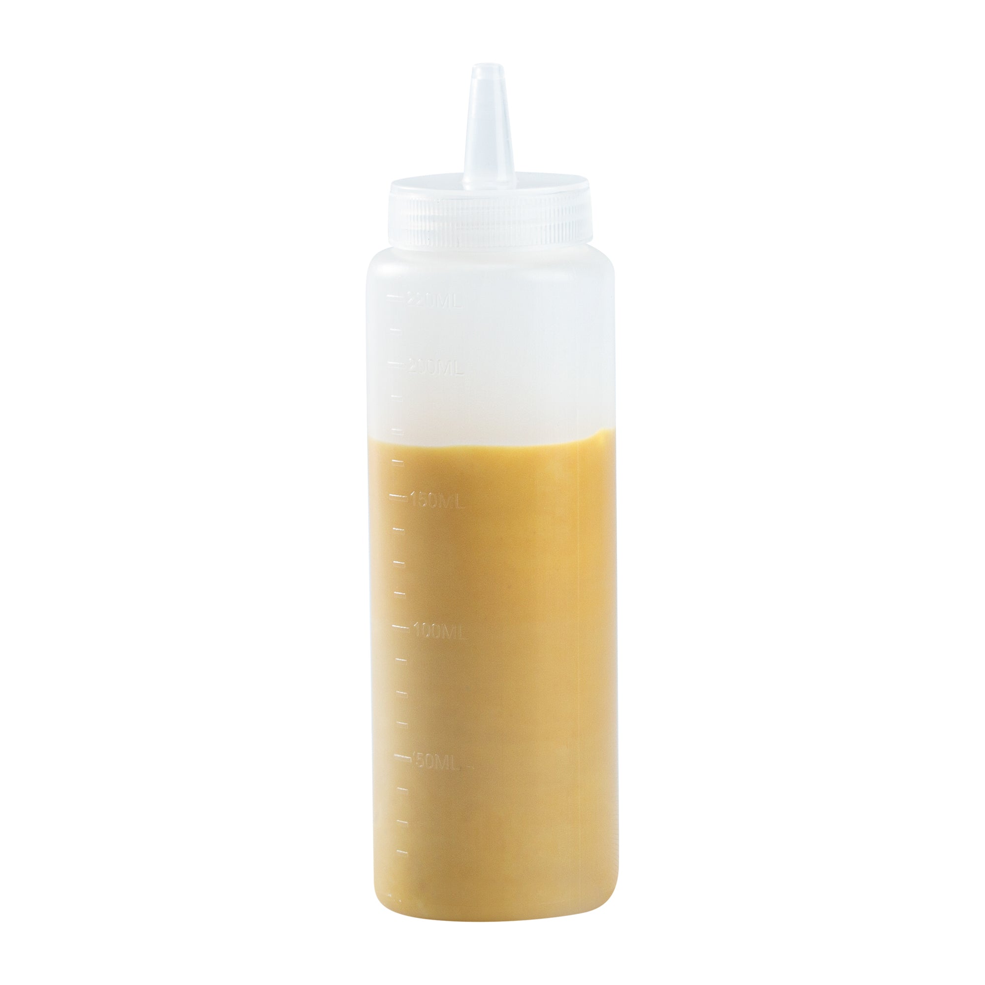 Sauce Tek 8 oz Clear Plastic Squeeze Bottle - Precision Tip - 2" x 2" x 7" - 6 count box