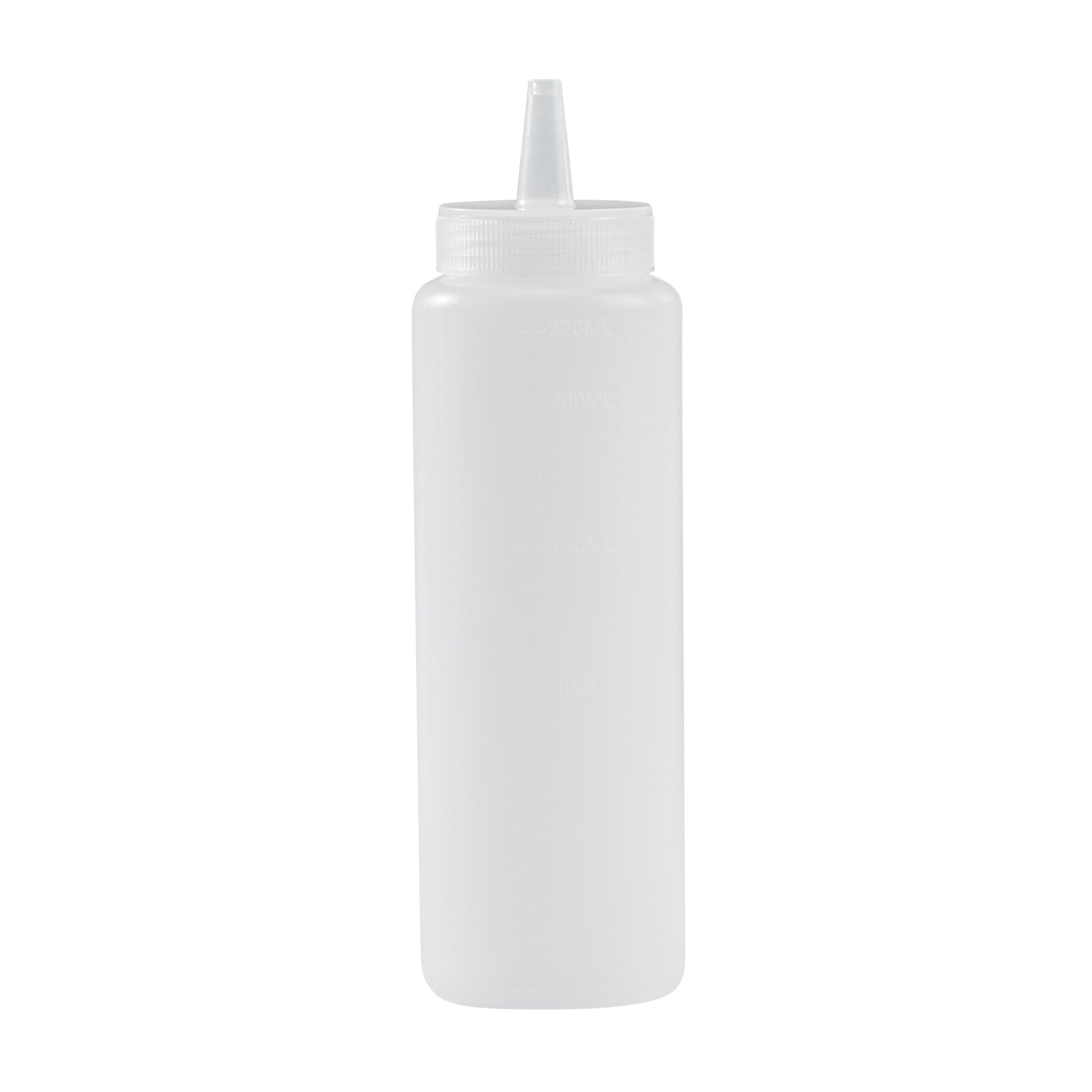 Sauce Tek 8 oz Clear Plastic Squeeze Bottle - Precision Tip - 2" x 2" x 7" - 6 count box
