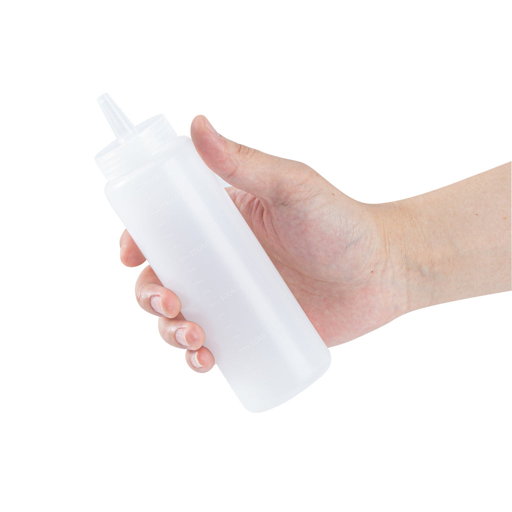 Sauce Tek 8 oz Clear Plastic Squeeze Bottle - Precision Tip - 2" x 2" x 7" - 1 count box