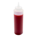 Sauce Tek 12 oz Clear Plastic Squeeze Bottle - Precision Tip - 2 1/4" x 2 1/4" x 8" - 6 count box