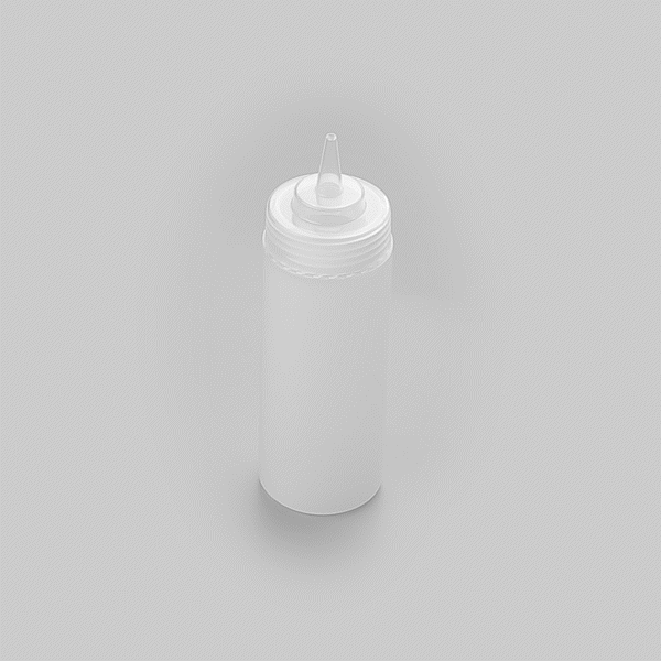 Sauce Tek 12 oz Clear Plastic Squeeze Bottle - Precision Tip - 2 1/4" x 2 1/4" x 8" - 1 count box