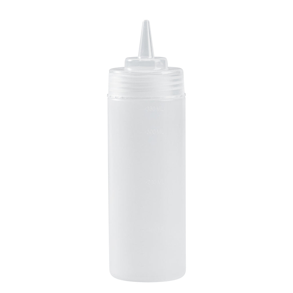 Sauce Tek 12 oz Clear Plastic Squeeze Bottle - Precision Tip - 2 1/4" x 2 1/4" x 8" - 1 count box