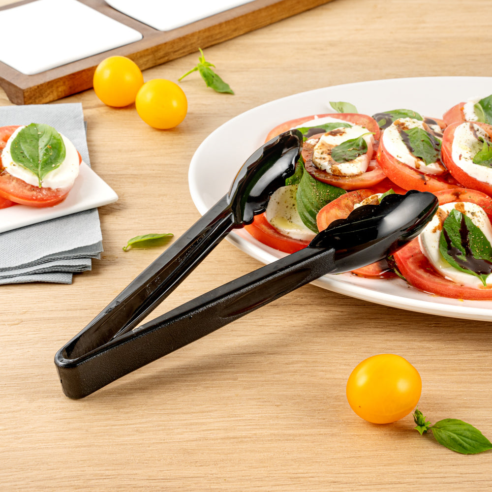 Cater Tek Black Plastic Catering Tongs - 9" - 1 count box