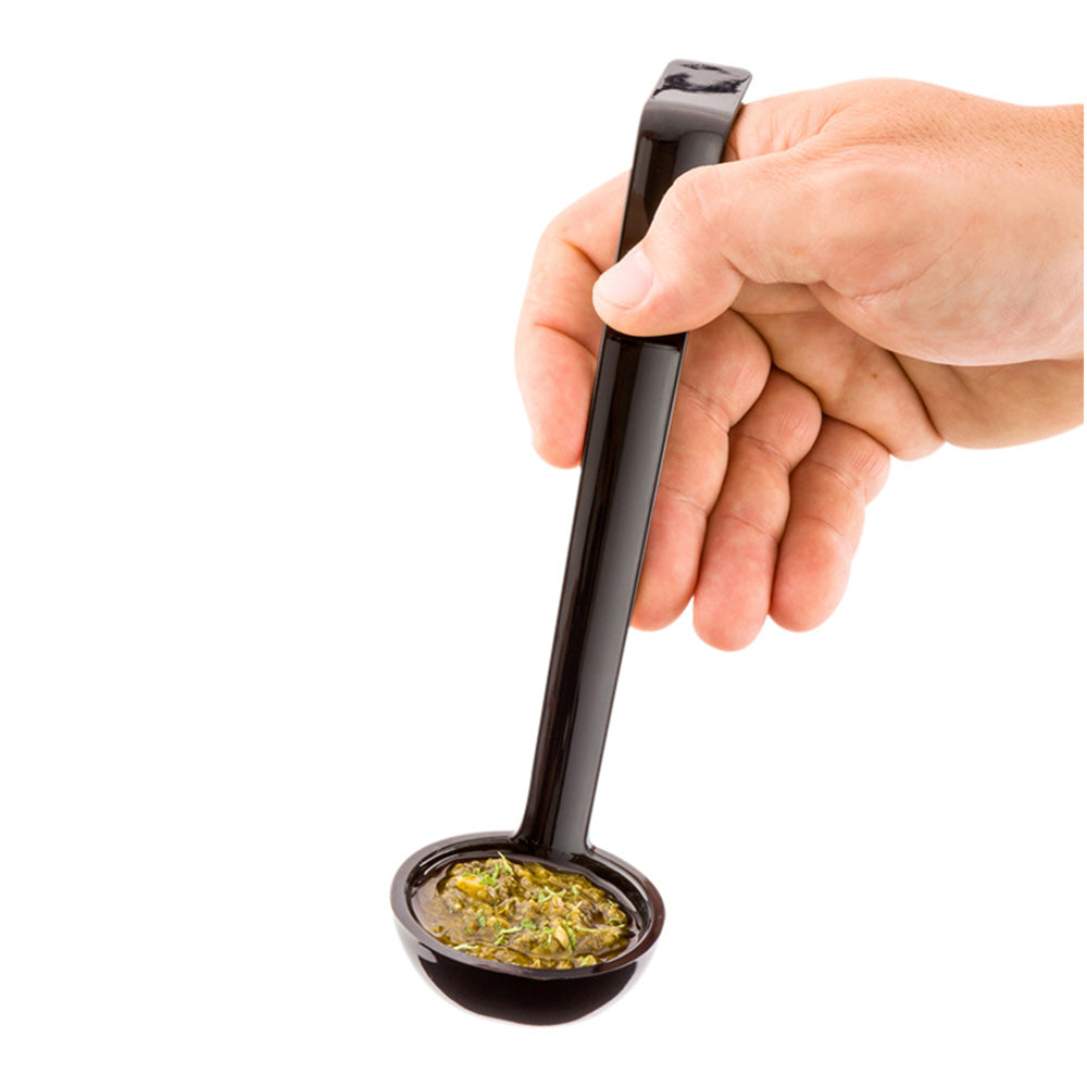 Voga 1 oz Black Plastic Sauce Ladle - 8 1/2" - 1 count box