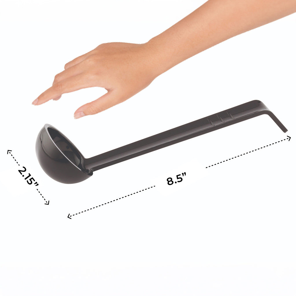 Voga 1 oz Black Plastic Sauce Ladle - 8 1/2" - 1 count box