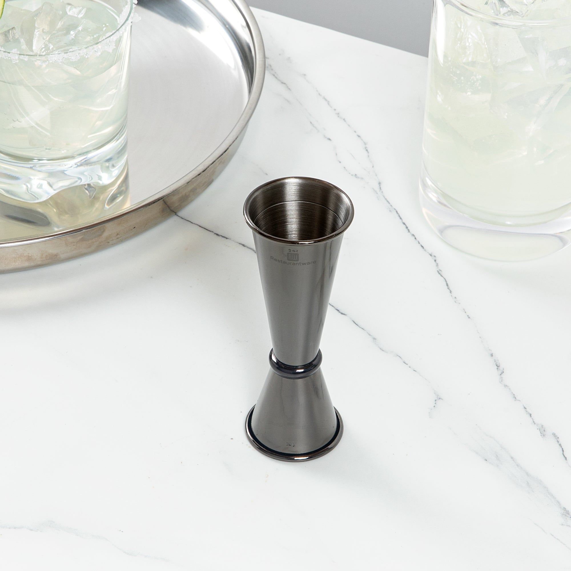 Bar Lux 1 oz / 2 oz Black Stainless Steel Jigger - Japanese Style - 1 count box