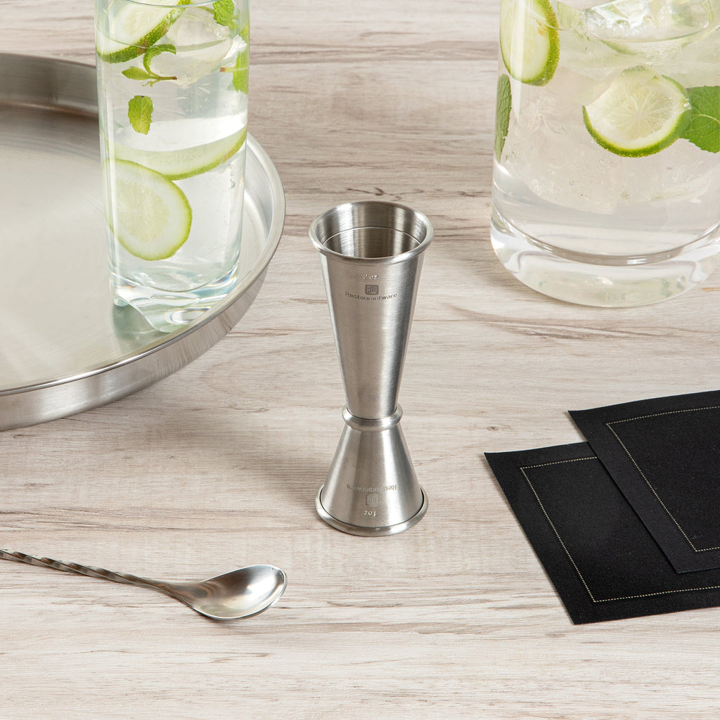 Bar Lux 1 oz / 2 oz Stainless Steel Jigger - Japanese Style, Brushed Finish - 1 count box
