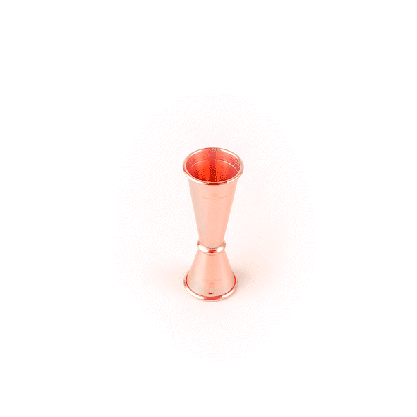 Bar Lux 1 oz / 2 oz Copper-Plated Stainless Steel Jigger - Japanese Style - 1 count box