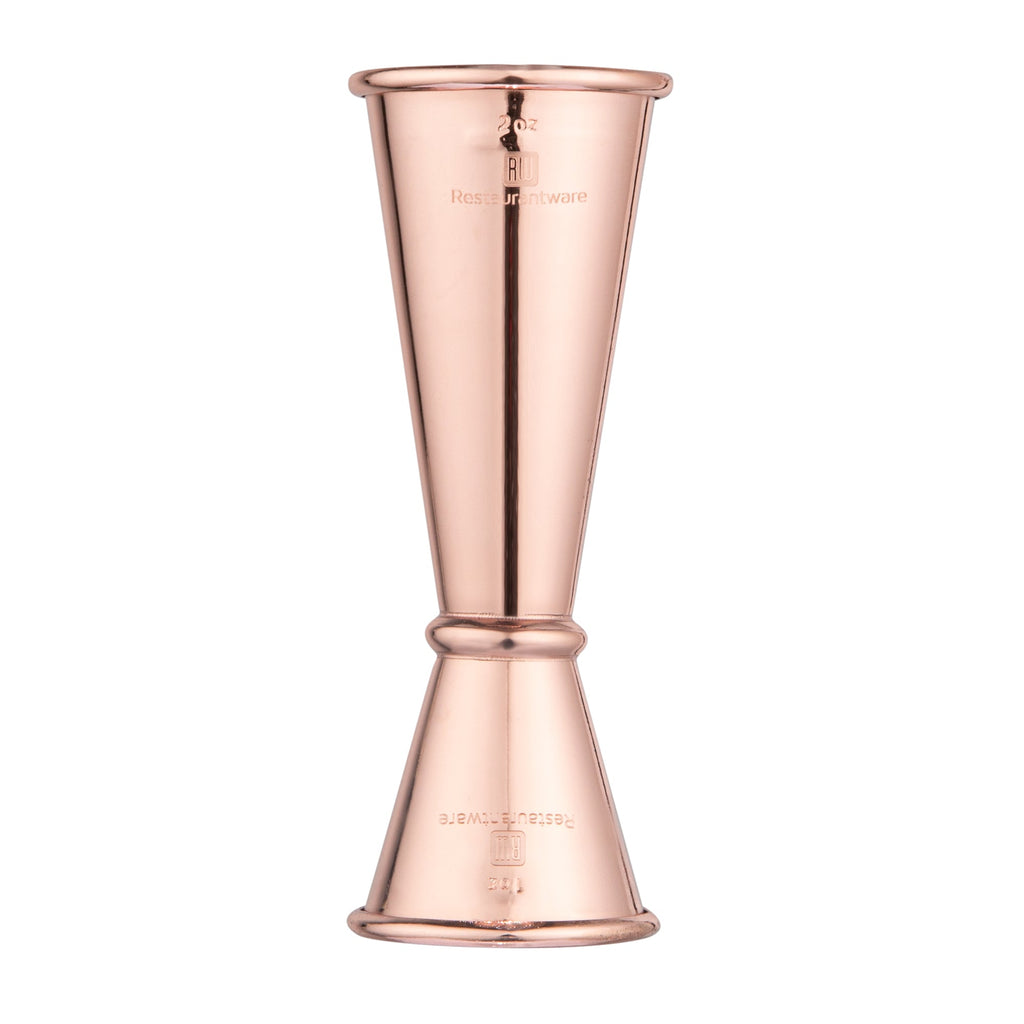 Bar Lux 1 oz / 2 oz Copper-Plated Stainless Steel Jigger - Japanese Style - 1 count box