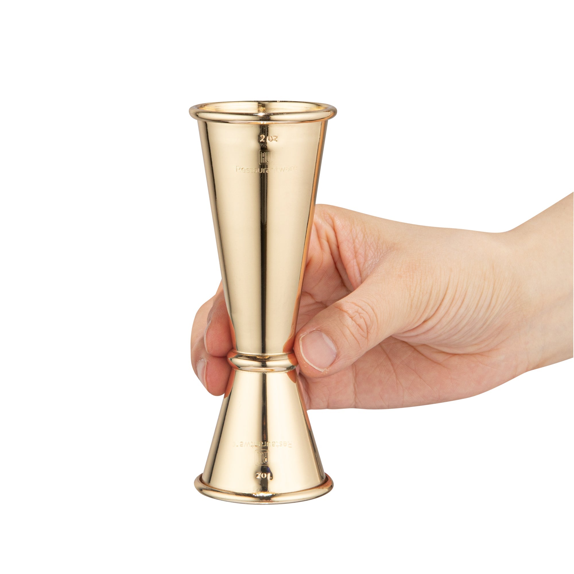 Bar Lux 1 oz / 2 oz Gold-Plated Stainless Steel Jigger - Japanese Style - 1 count box