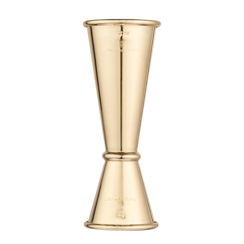 Bar Lux 1 oz / 2 oz Gold-Plated Stainless Steel Jigger - Japanese Style - 1 count box