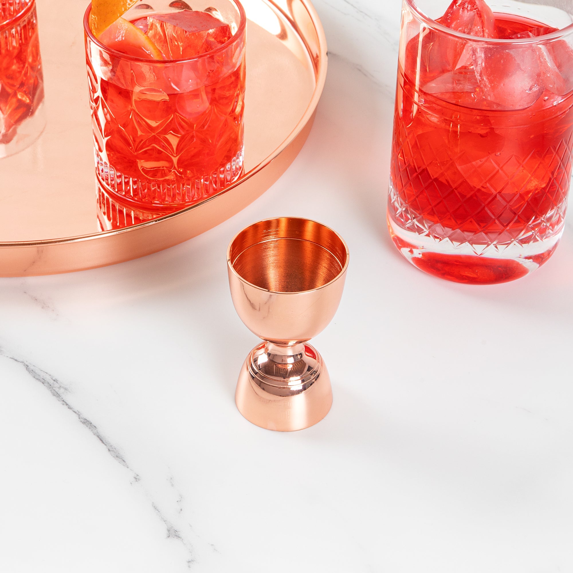 Bar Lux 1 oz / 2 oz Copper-Plated Stainless Steel Jigger - Negroni - 1 count box