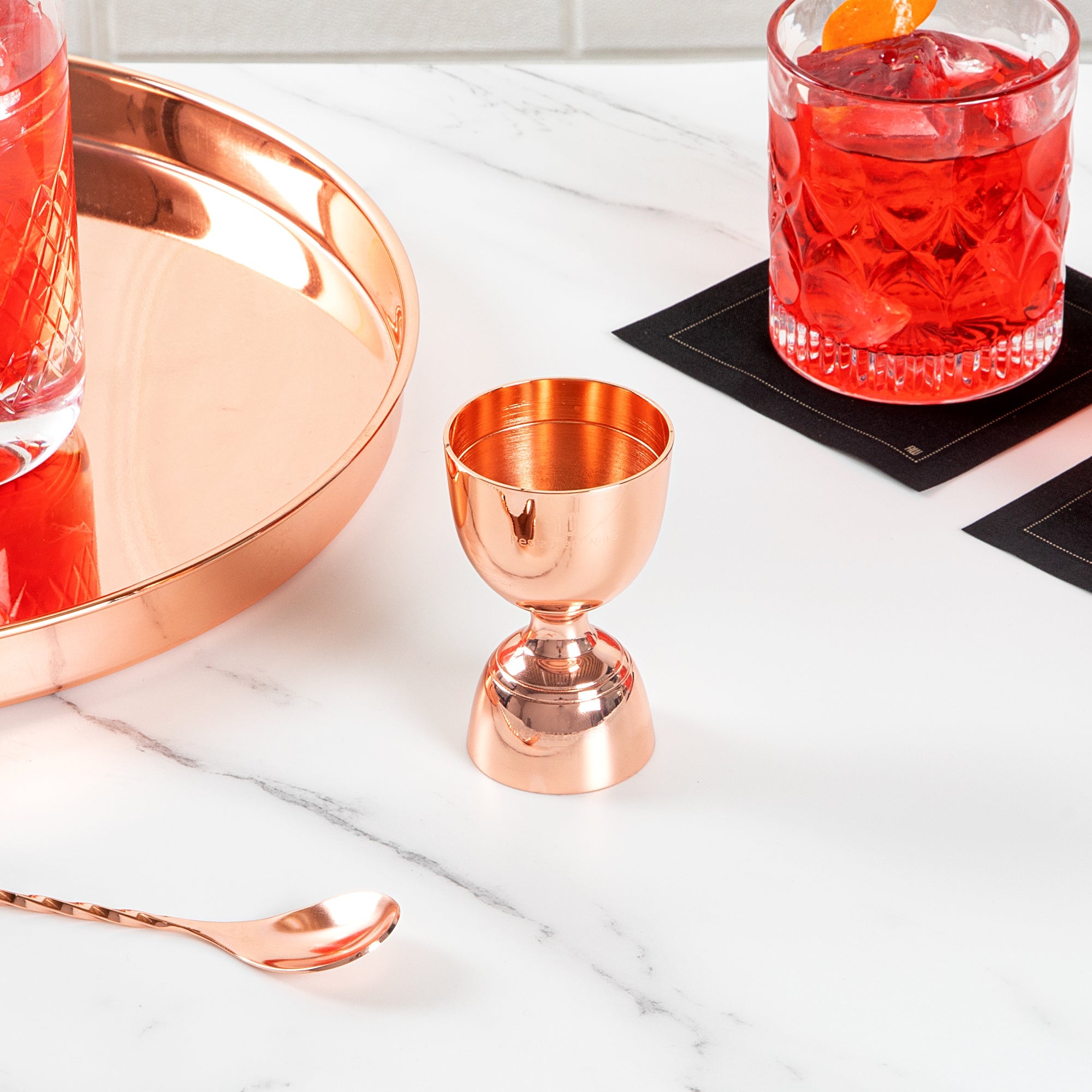 Bar Lux 1 oz / 2 oz Copper-Plated Stainless Steel Jigger - Negroni - 1 count box