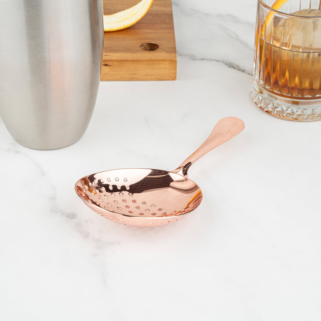 Bar Lux Copper-Plated Stainless Steel Julep Strainer - 6 1/2" - 1 count box