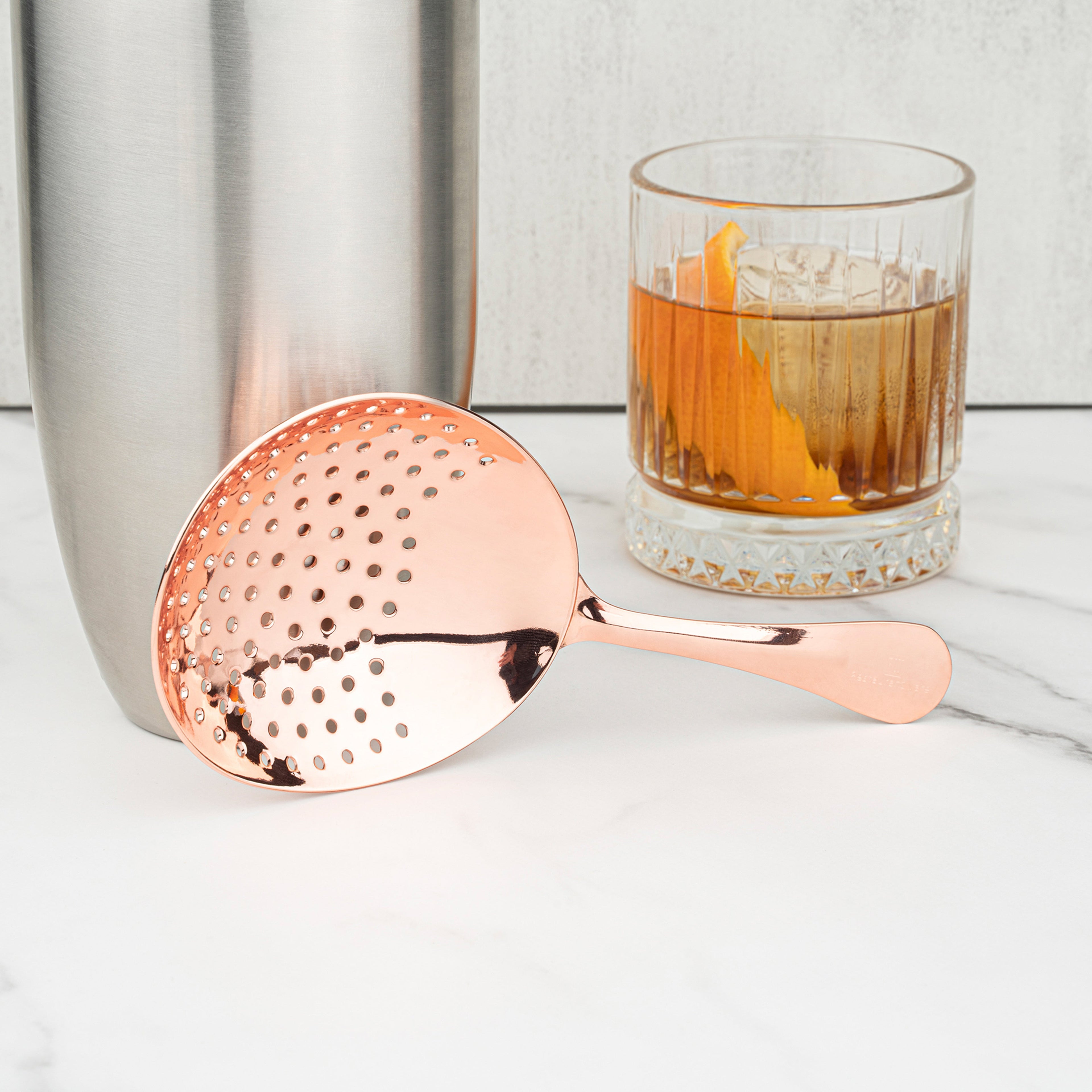 Bar Lux Copper-Plated Stainless Steel Julep Strainer - 6 1/2" - 1 count box