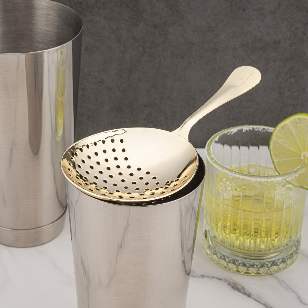 Bar Lux Gold-Plated Stainless Steel Julep Strainer - 6 1/2" - 1 count box
