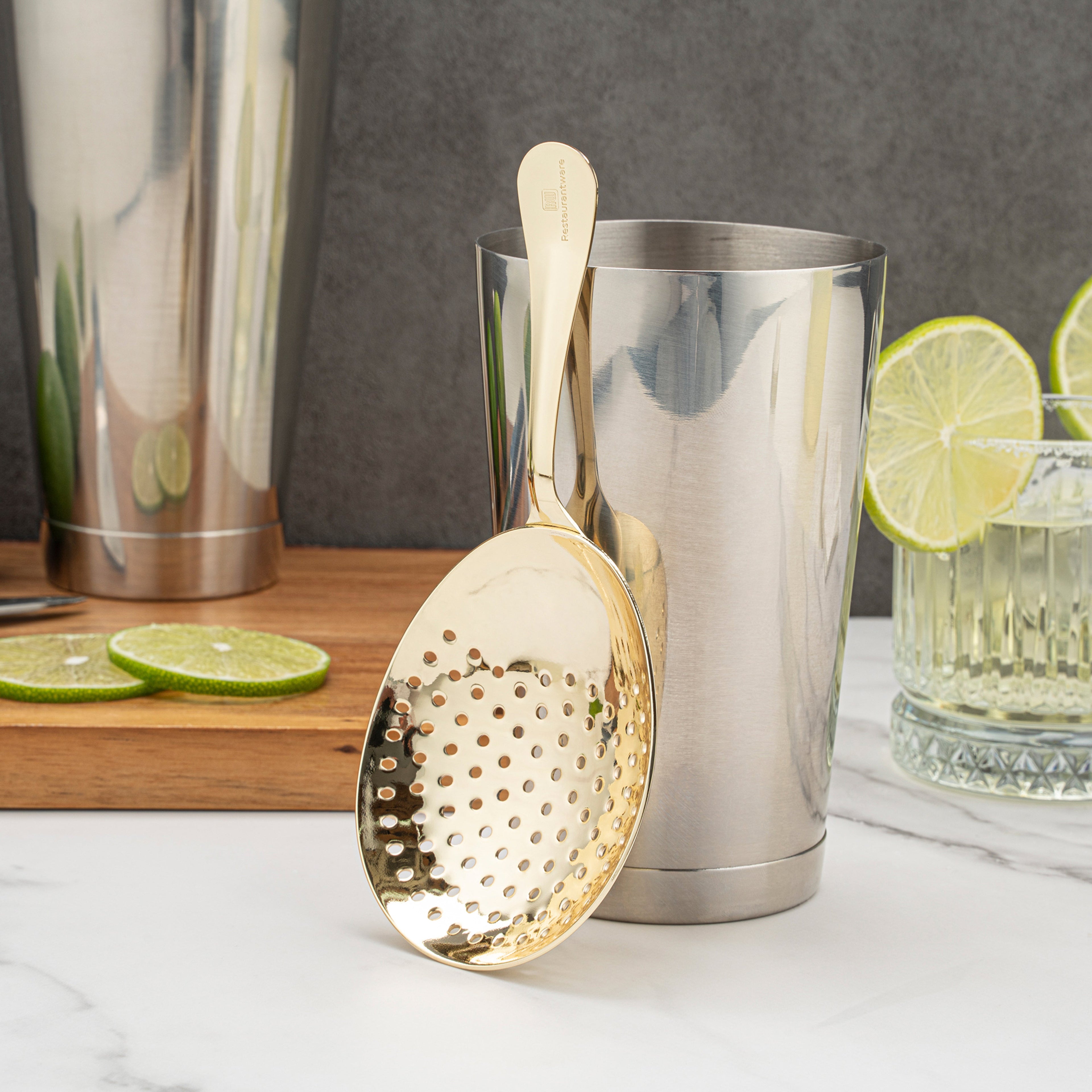 Bar Lux Gold-Plated Stainless Steel Julep Strainer - 6 1/2" - 1 count box