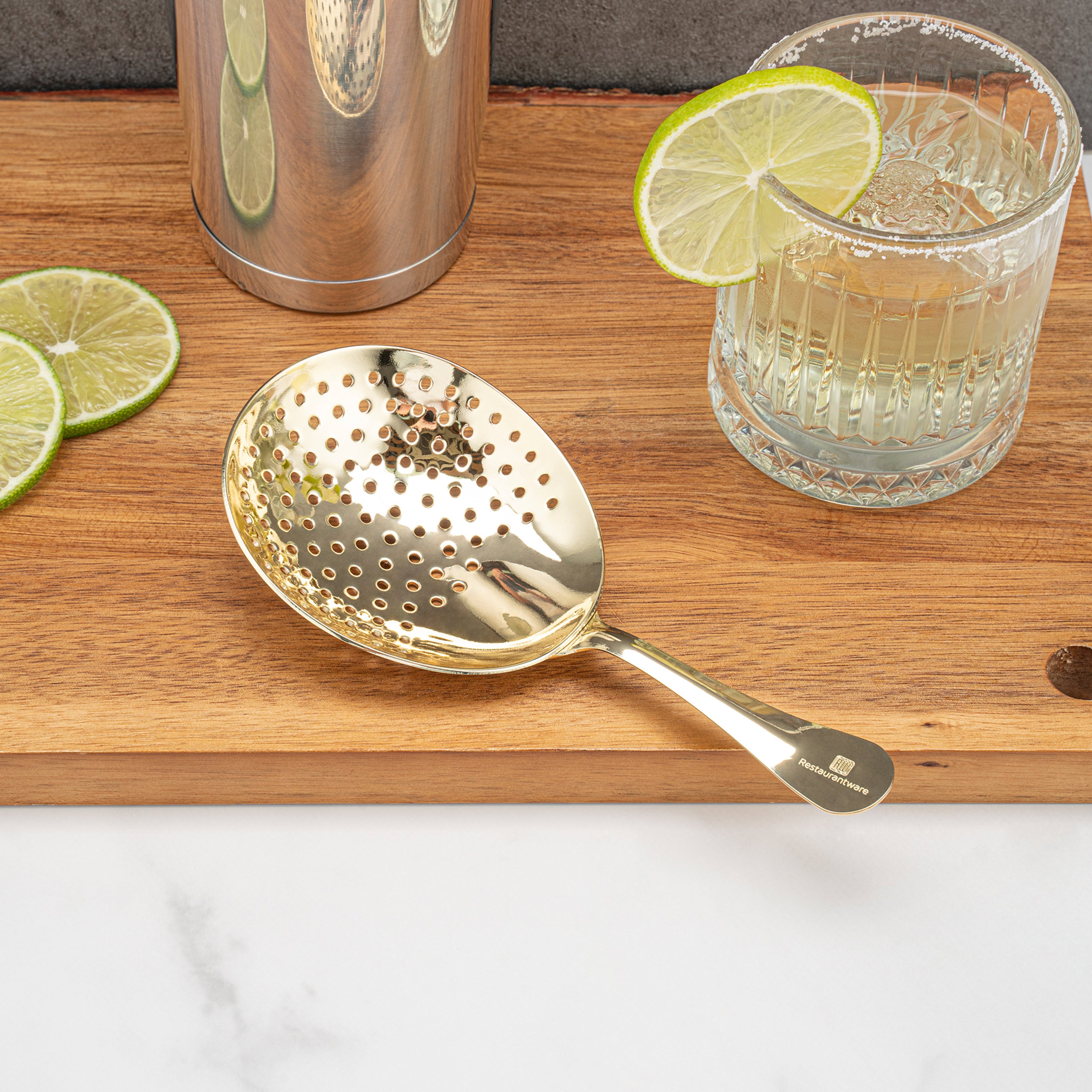 Bar Lux Gold-Plated Stainless Steel Julep Strainer - 6 1/2" - 1 count box