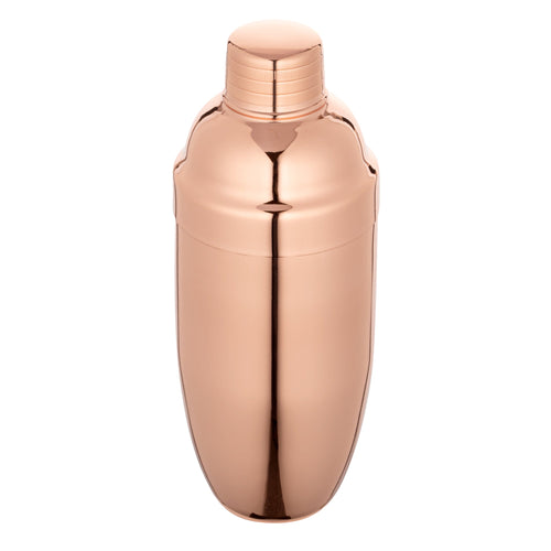 Bar Lux 24 oz Copper-Plated Stainless Steel Cobbler Shaker - 3 1/4" x 3 1/4" x 8 3/4" - 1 count box