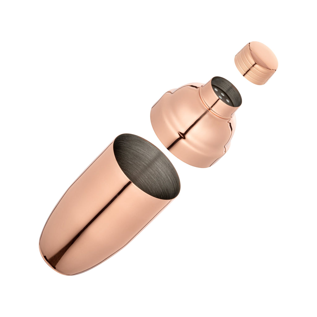 Bar Lux 24 oz Copper-Plated Stainless Steel Cobbler Shaker - 3 1/4" x 3 1/4" x 8 3/4" - 1 count box