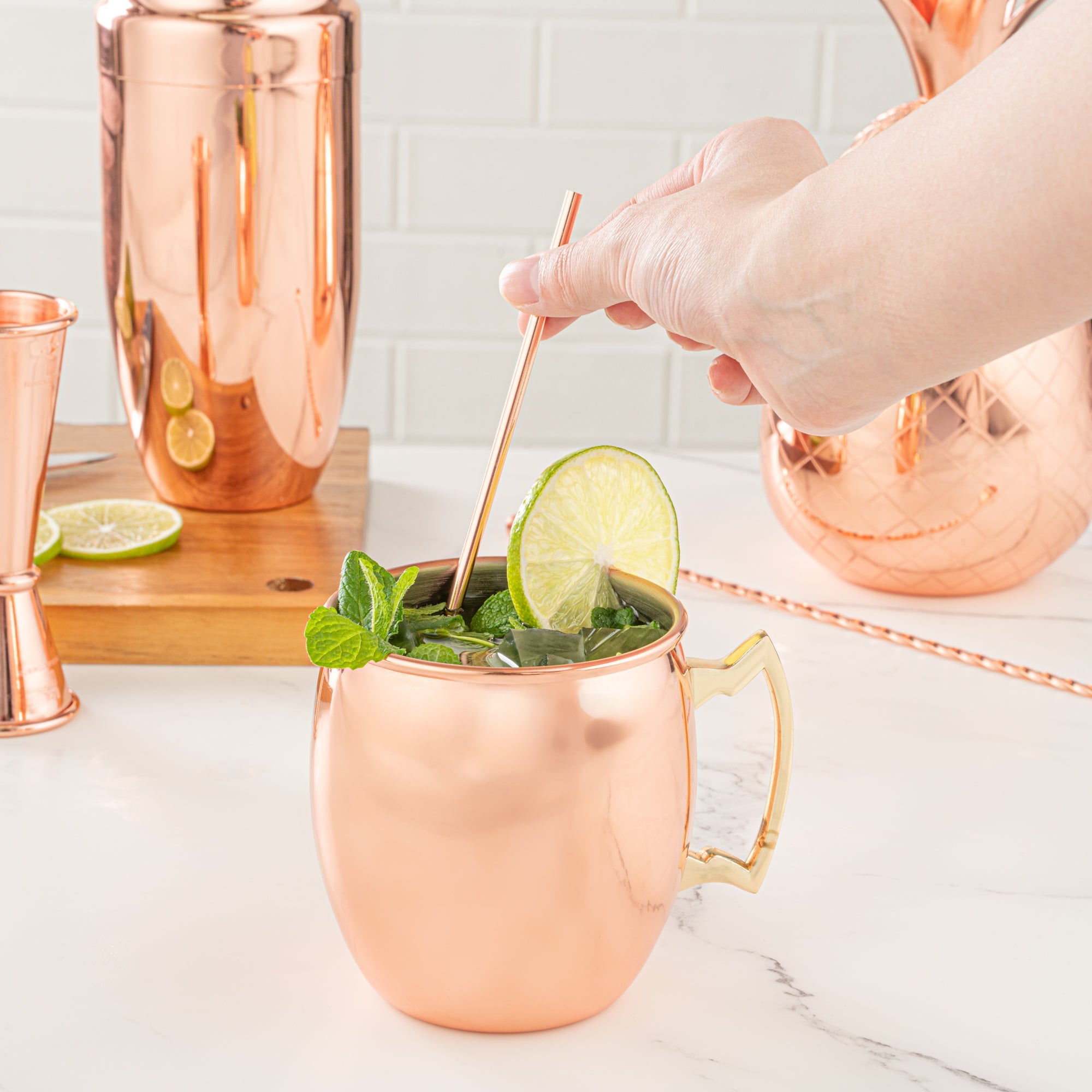 Bar Lux Copper-Plated Stainless Steel Straw - 5" - 2 count box