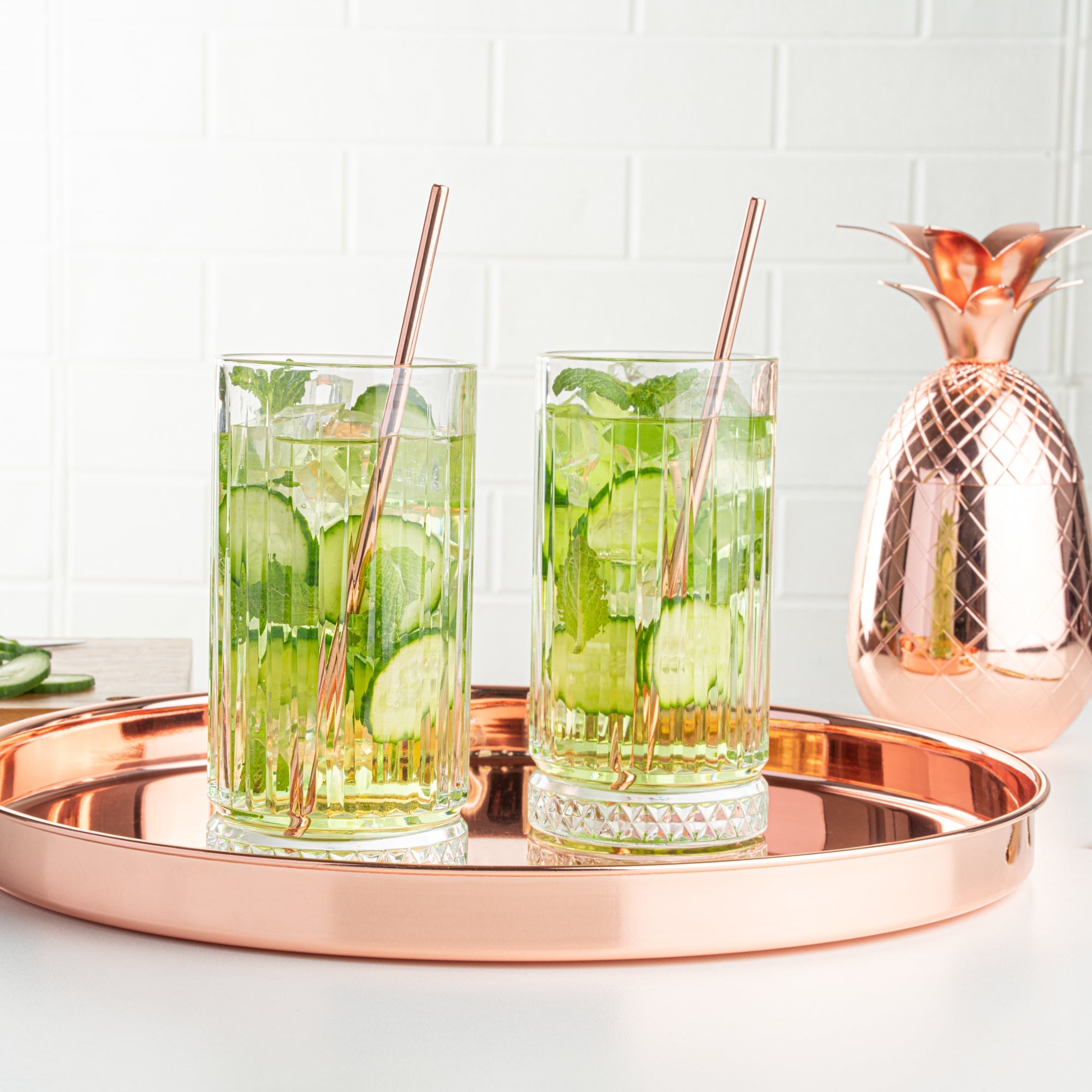 Bar Lux Copper-Plated Stainless Steel Straw - 7 1/2" - 2 count box