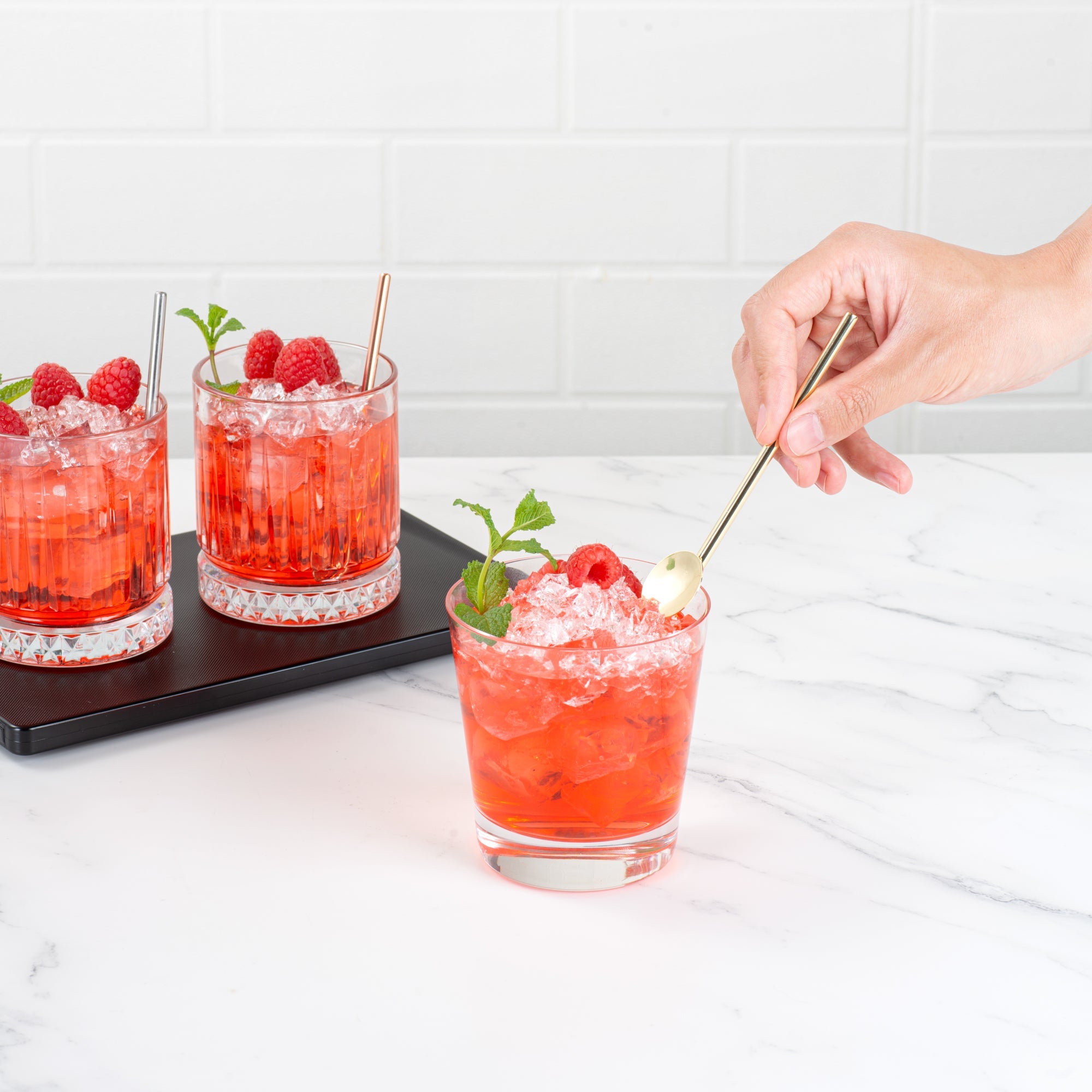Bar Lux Gold-Plated Stainless Steel Julep Spoon Straw - 5" - 2 count box