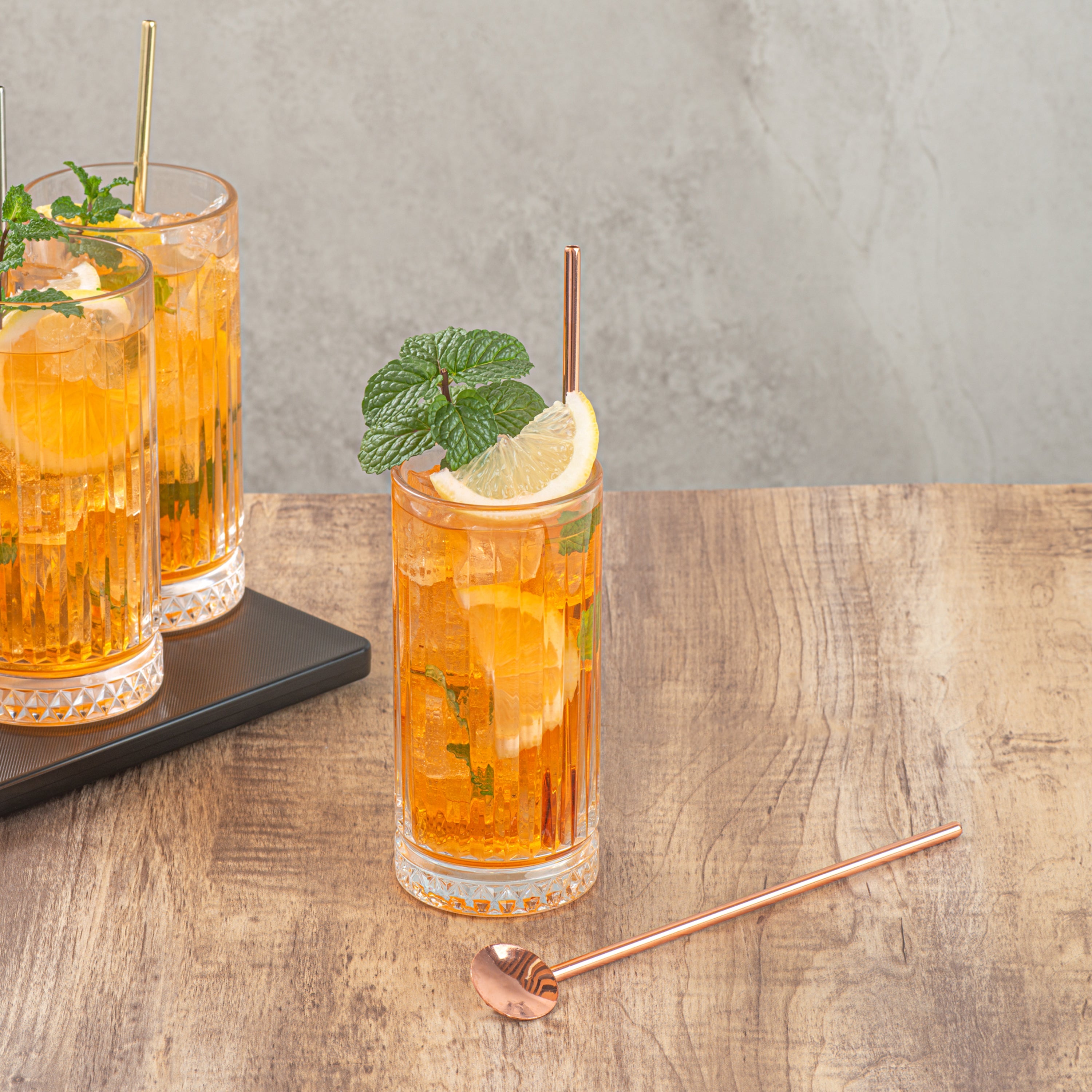 Bar Lux Copper-Plated Stainless Steel Julep Spoon Straw - 7 1/2" - 2 count box