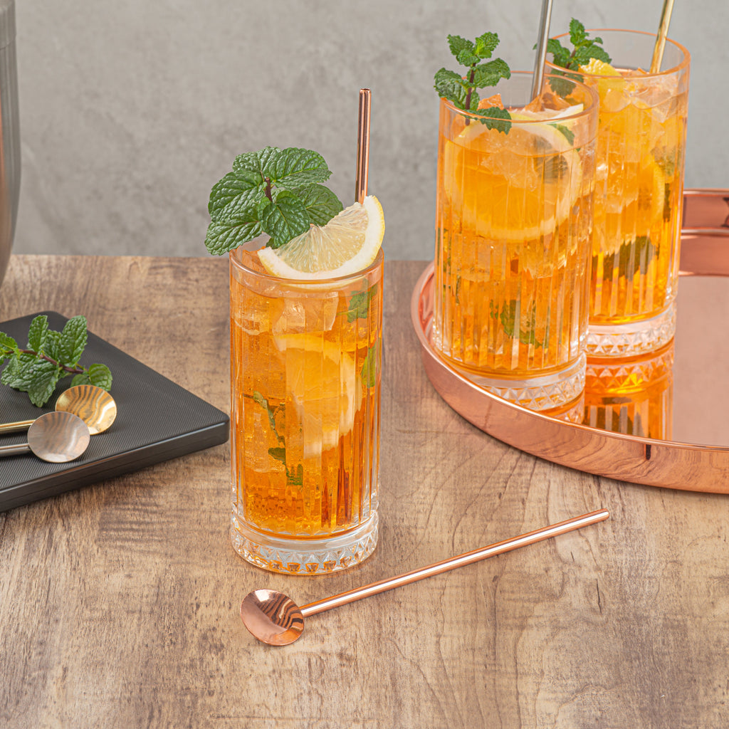 Bar Lux Copper-Plated Stainless Steel Julep Spoon Straw - 7 1/2" - 2 count box