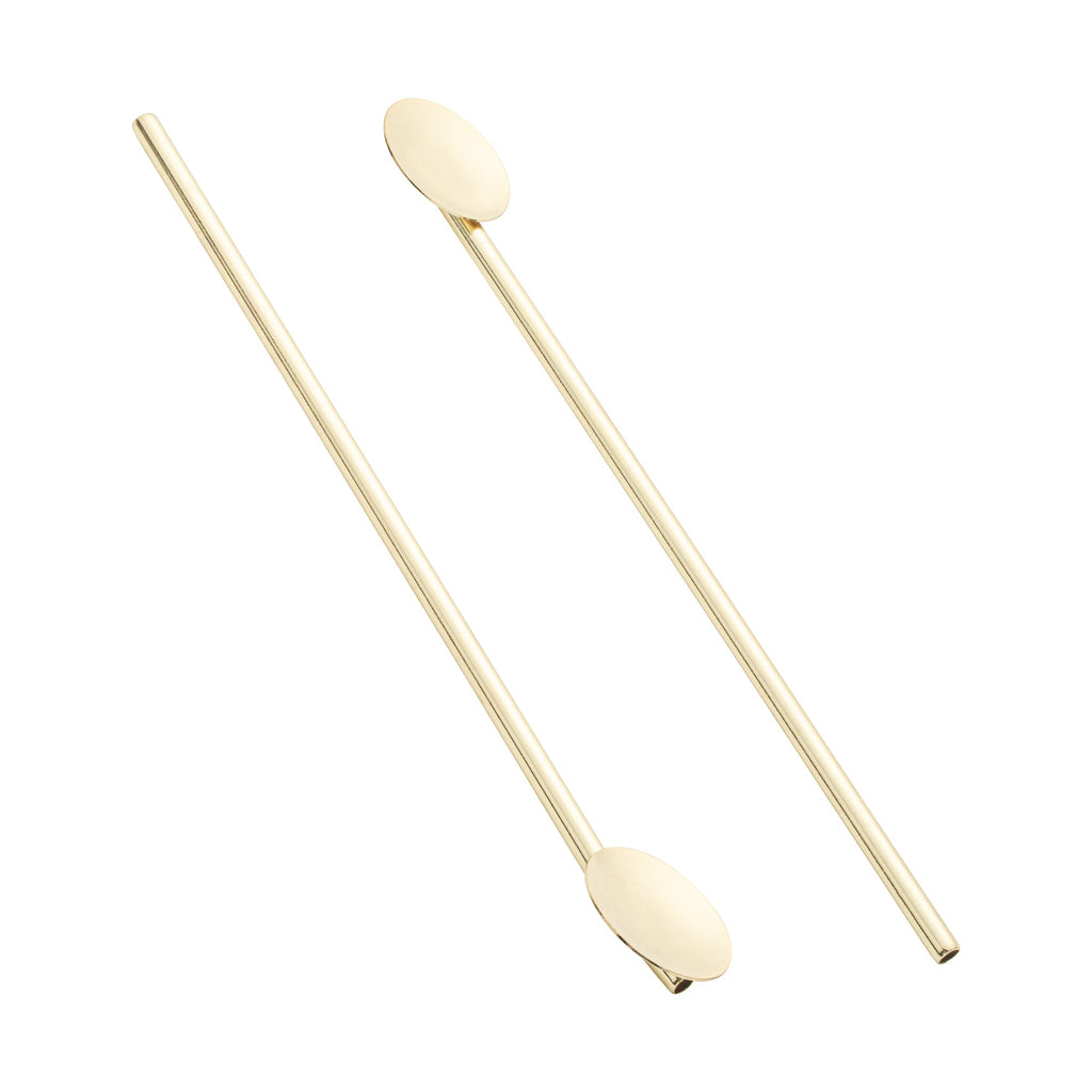 Bar Lux Gold-Plated Stainless Steel Julep Spoon Straw - 7 1/2" - 2 count box