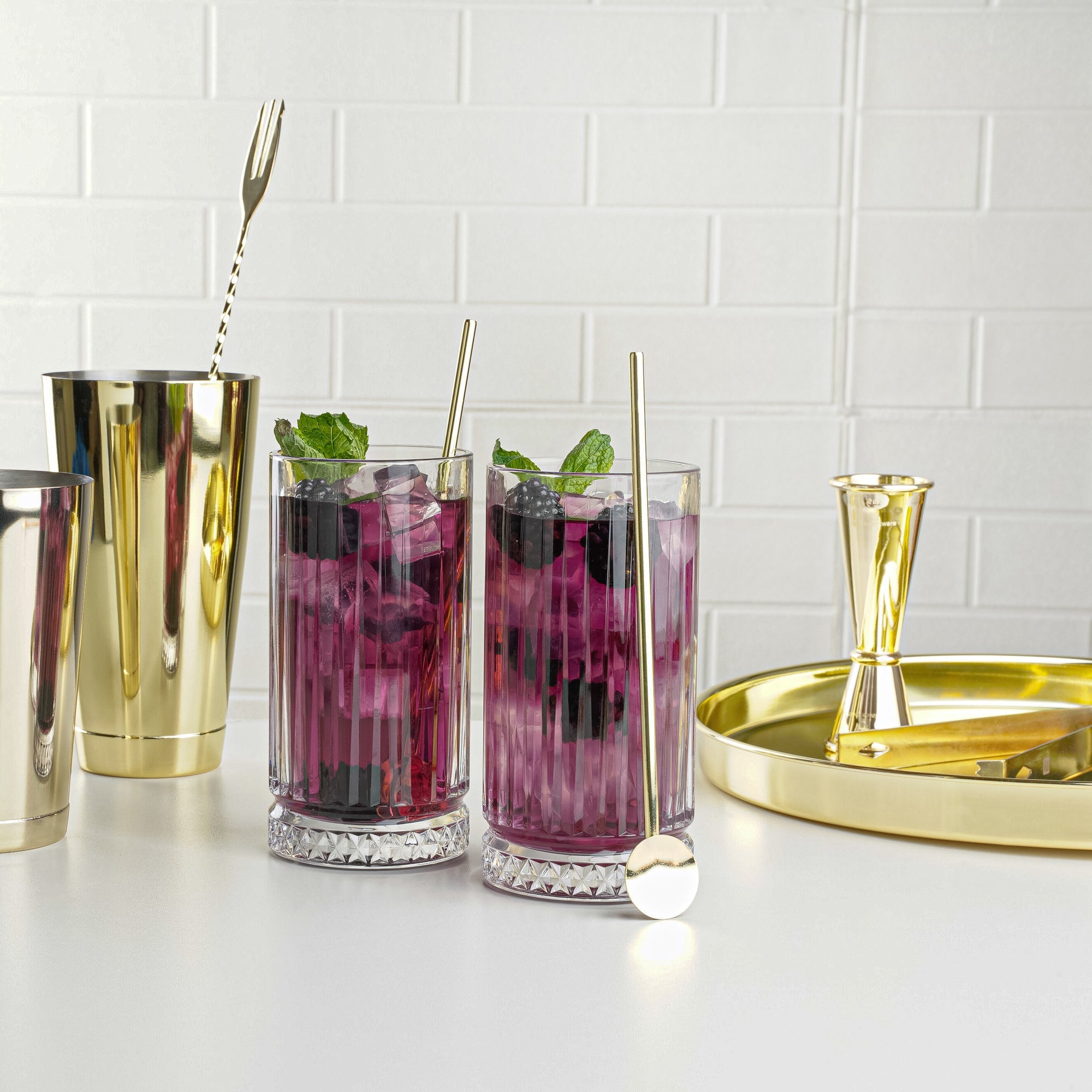 Bar Lux Gold-Plated Stainless Steel Julep Spoon Straw - 7 1/2" - 2 count box