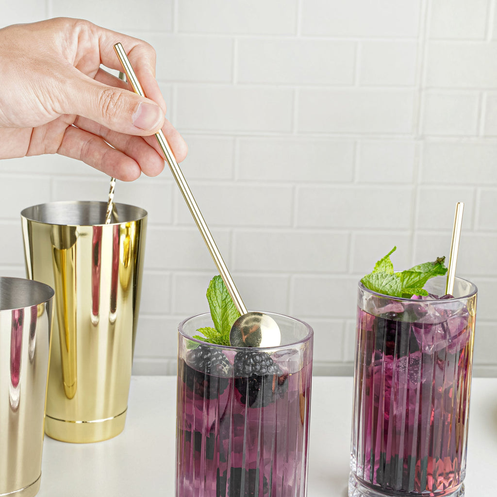 Bar Lux Gold-Plated Stainless Steel Julep Spoon Straw - 7 1/2" - 2 count box