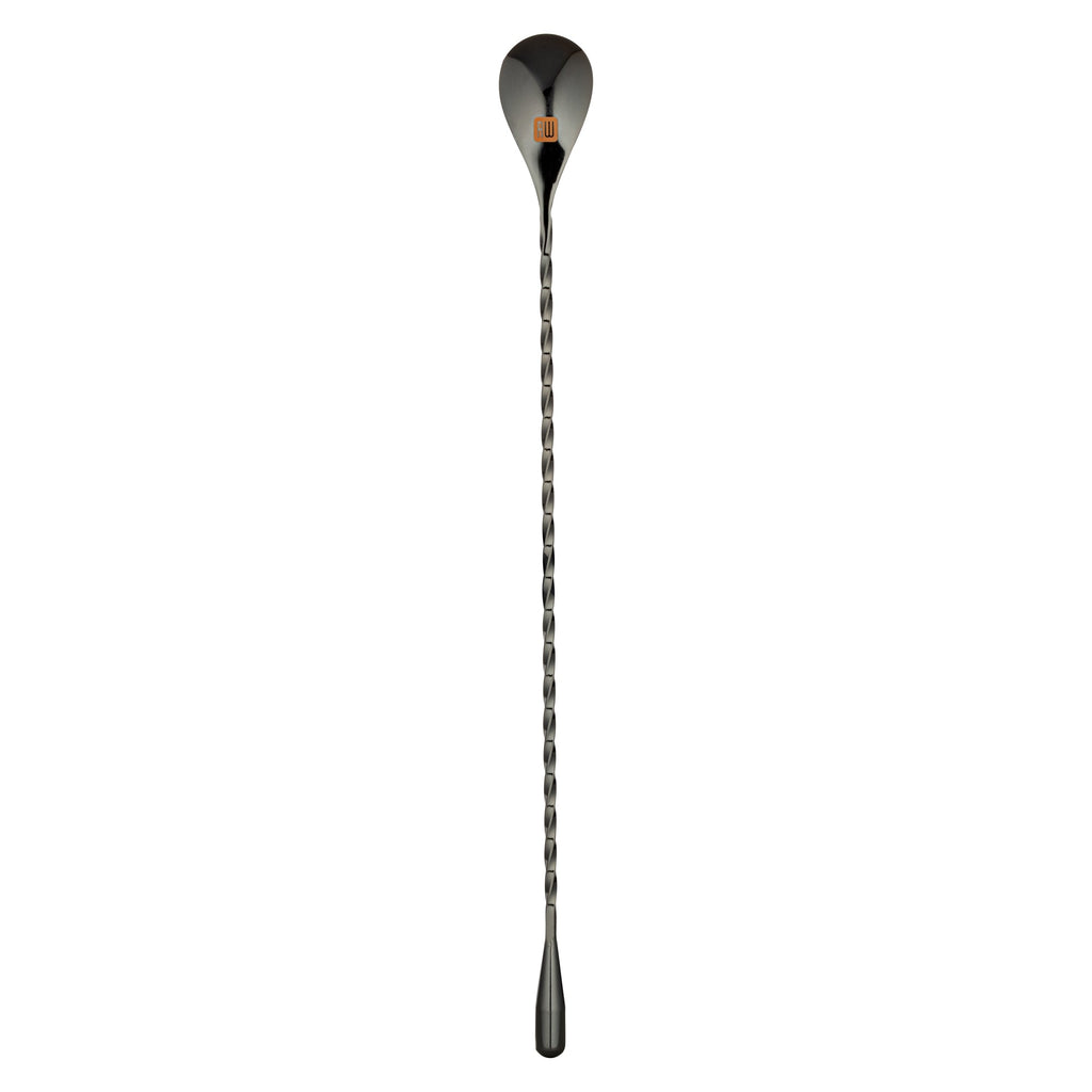 Bar Lux Black-Plated Stainless Steel Belicoso Barspoon - 12" - 1 count box