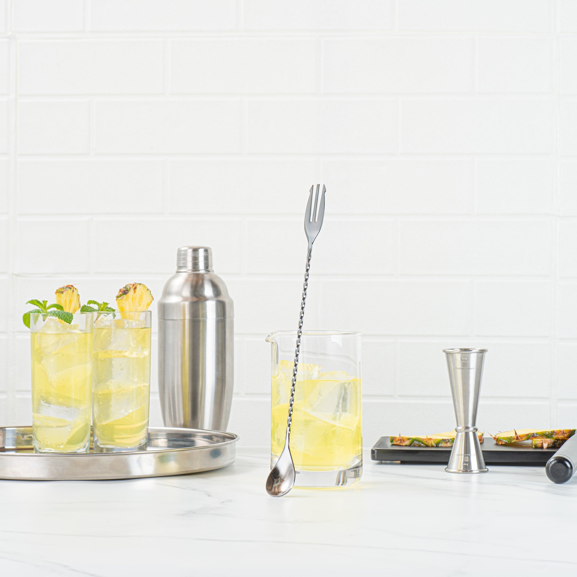 Bar Lux Black-Plated Stainless Steel Trident Barspoon - 12" - 1 count box