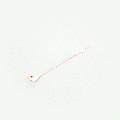 Bar Lux Copper-Plated Stainless Steel Trident Barspoon - 12" - 1 count box