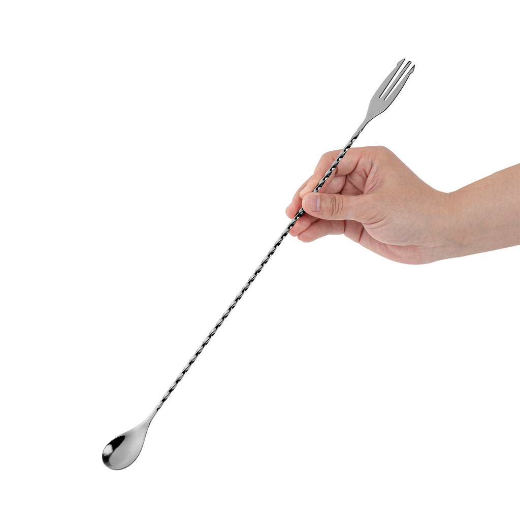 Bar Lux Black-Plated Stainless Steel Trident Barspoon - 16" - 1 count box