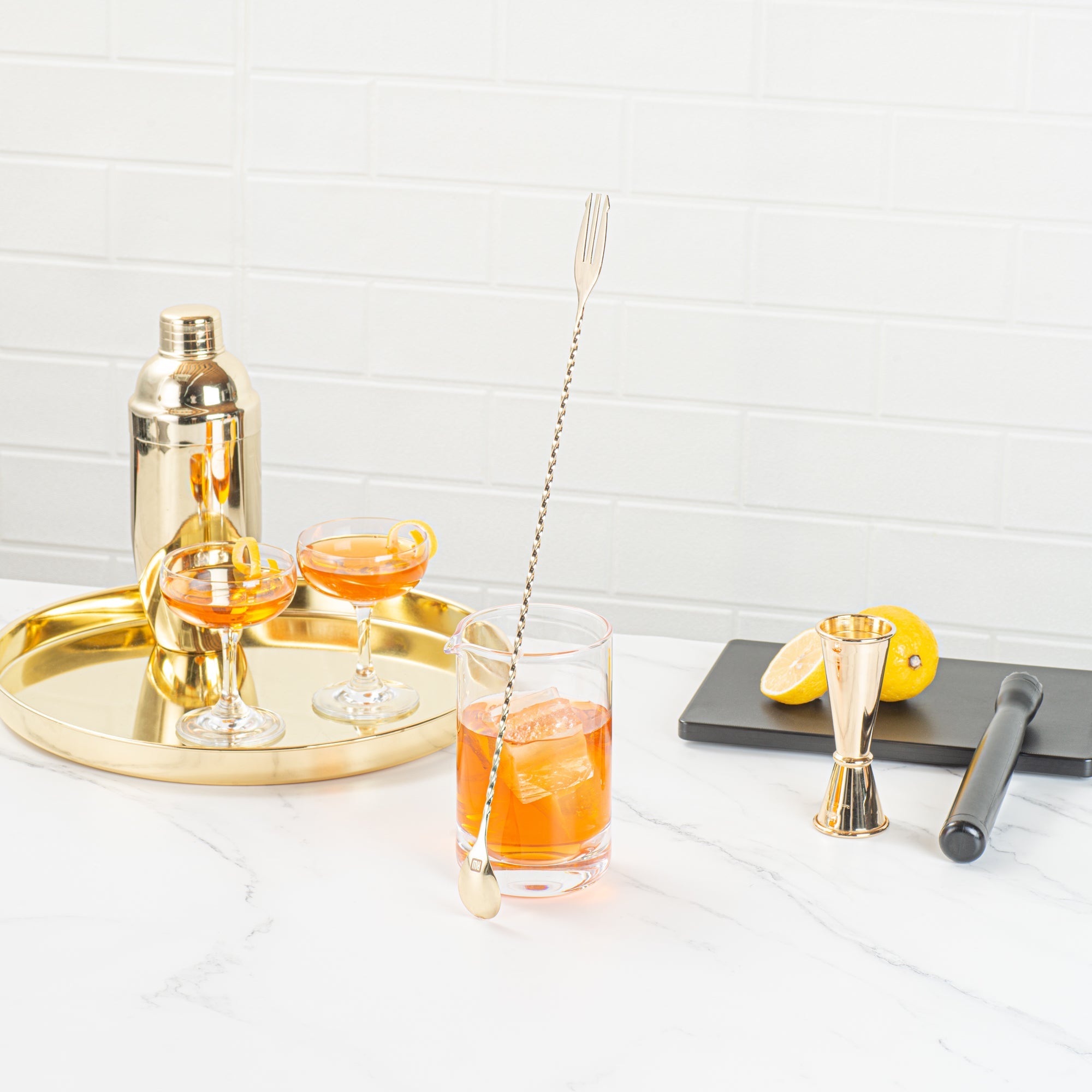 Bar Lux Gold-Plated Stainless Steel Trident Barspoon - 16" - 1 count box
