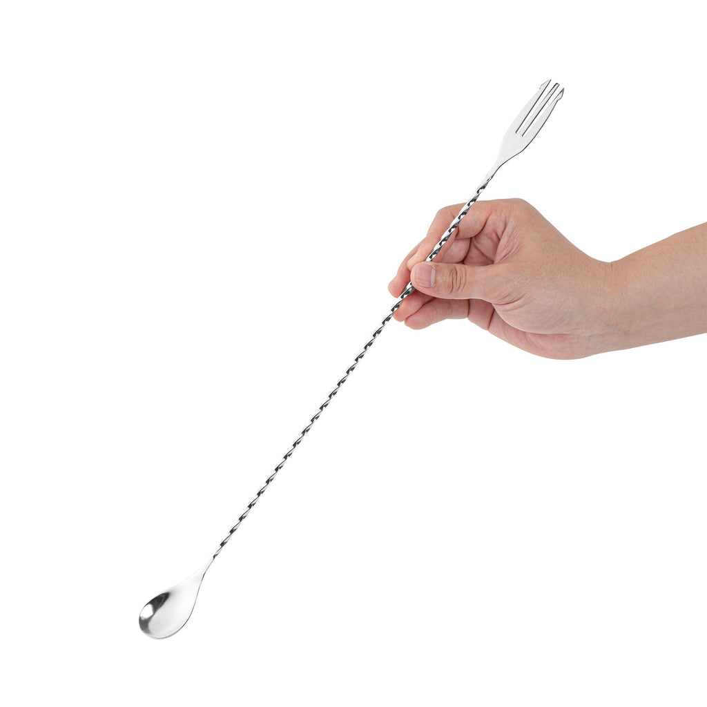 Bar Lux Stainless Steel Trident Barspoon - 16" x 1 1/4" x 1/2" - 1 count box