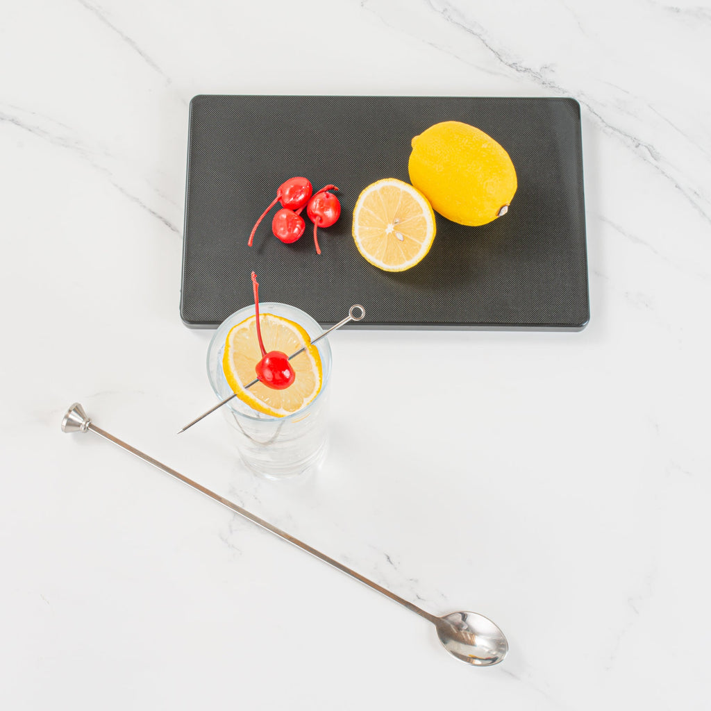 Bar Lux Black-Plated Stainless Steel Muddler Barspoon - 12" x 1 1/4" x 3/4" - 1 count box