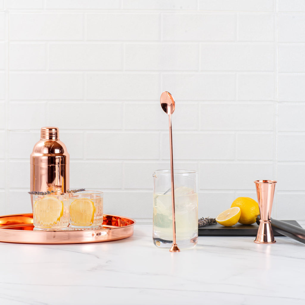 Bar Lux Copper-Plated Stainless Steel Muddler Barspoon - 12" x 1 1/4" x 3/4" - 1 count box