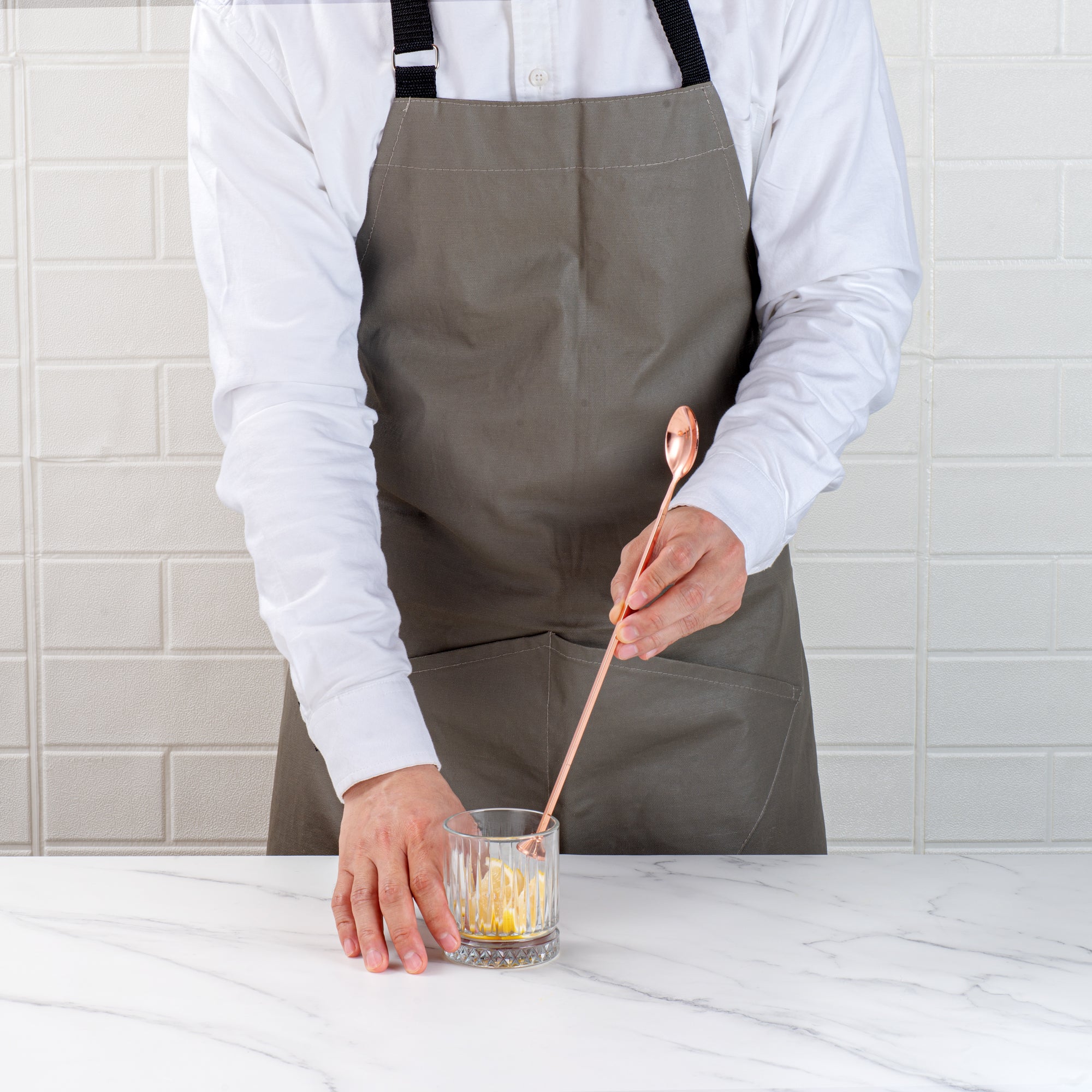Bar Lux Copper-Plated Stainless Steel Muddler Barspoon - 12" x 1 1/4" x 3/4" - 1 count box