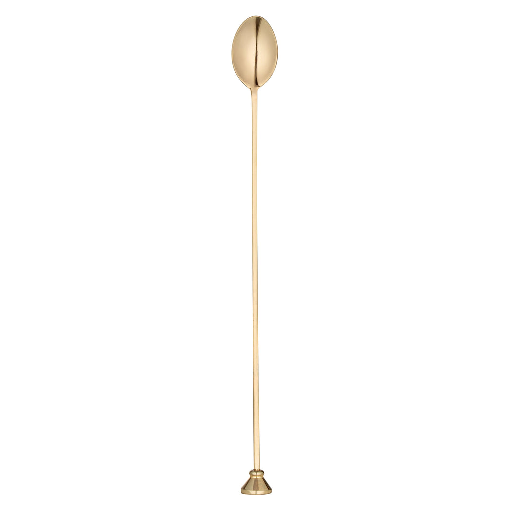 Bar Lux Gold-Plated Stainless Steel Muddler Barspoon - 12" x 1 1/4" x 3/4" - 1 count box