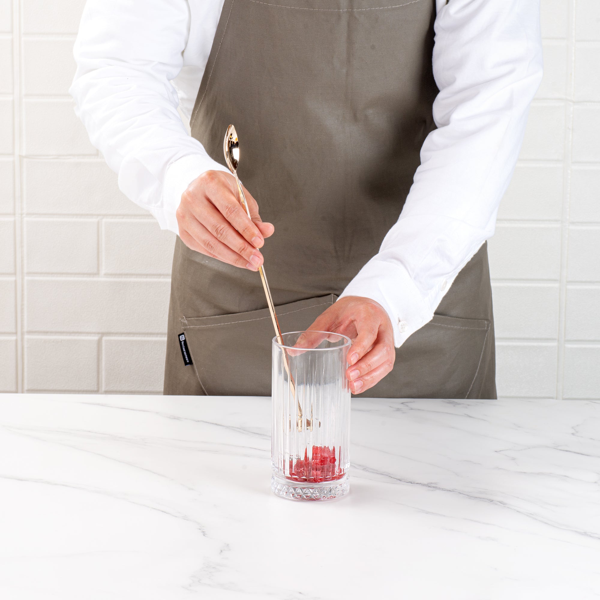 Bar Lux Gold-Plated Stainless Steel Muddler Barspoon - 12" x 1 1/4" x 3/4" - 1 count box