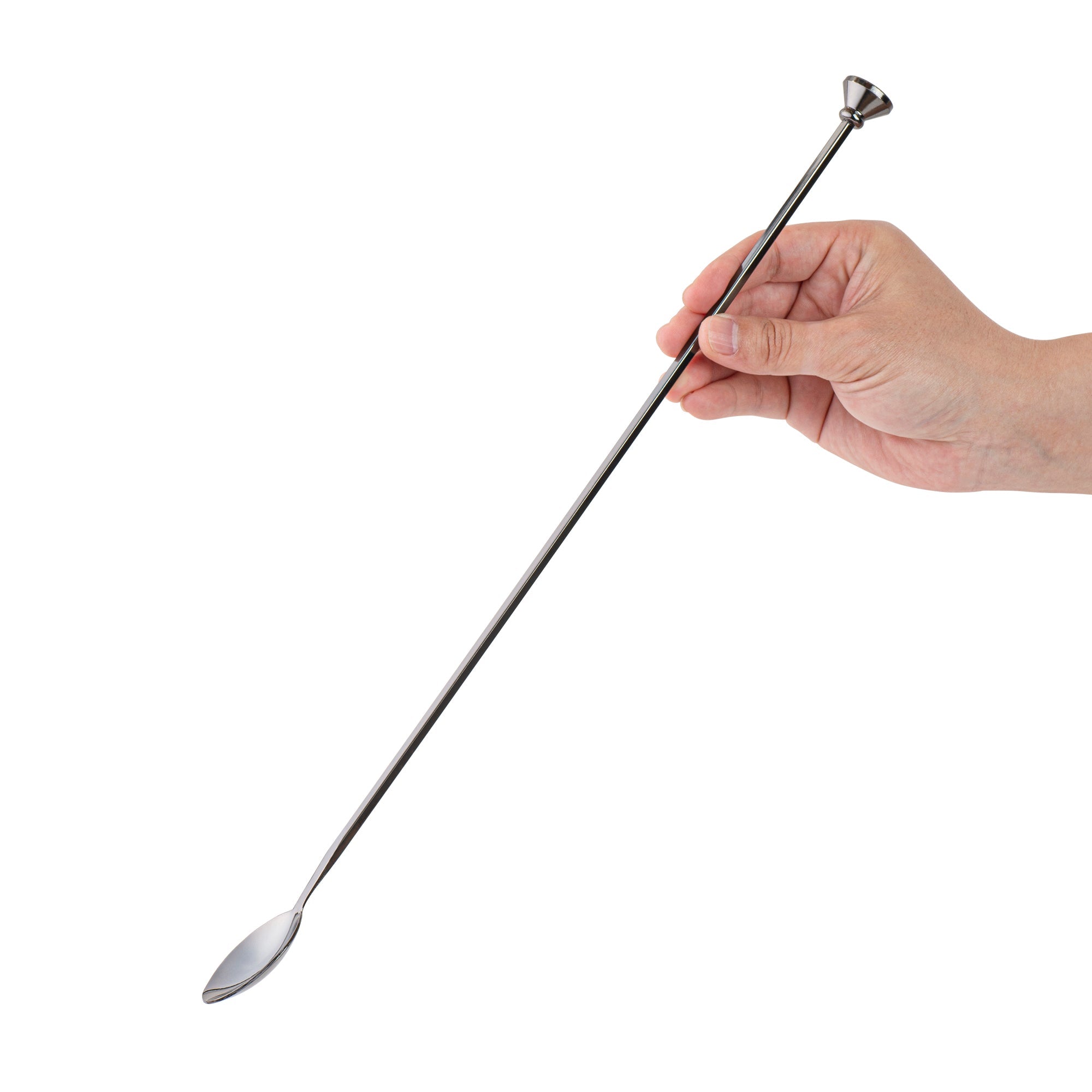 Bar Lux Black-Plated Stainless Steel Muddler Barspoon - 16" x 1 1/4" x 3/4" - 1 count box