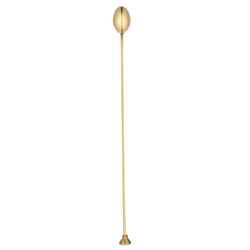 Bar Lux Gold-Plated Stainless Steel Muddler Barspoon - 16" x 1 1/4" x 3/4" - 1 count box