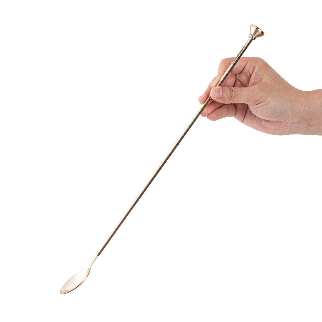 Bar Lux Gold-Plated Stainless Steel Muddler Barspoon - 16" x 1 1/4" x 3/4" - 1 count box