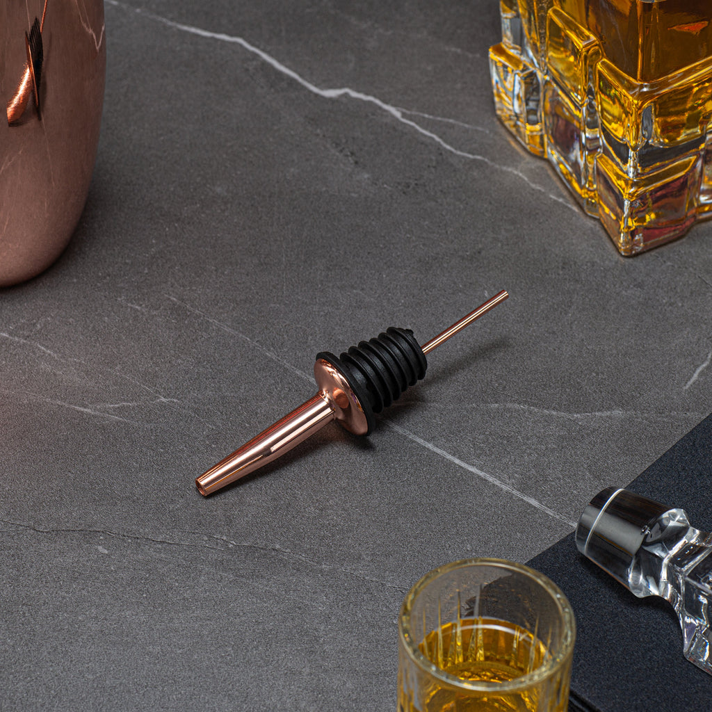 Bar Lux Copper-Plated Stainless Steel Speed Pourer - 4 1/4" x 1 1/4" x 1 1/4" - 4 count box
